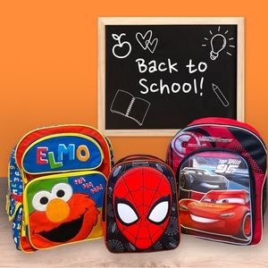 Back to School Bundle of Backpacks! Lot of 3: ELMO ~ DISNEY CARS ~ SPIDER-MAN